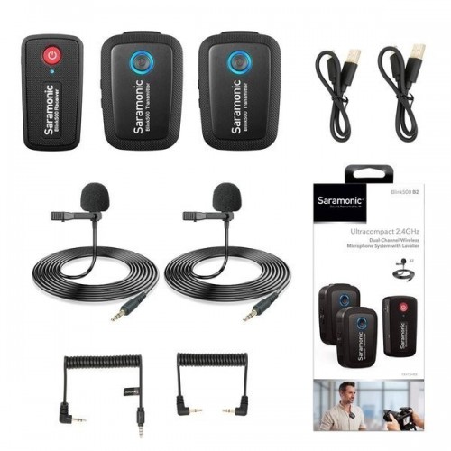 Saramonic Blink 500 B2 TX+TX+RX Wireless Omni Lavarier Mic - Original - Hitam